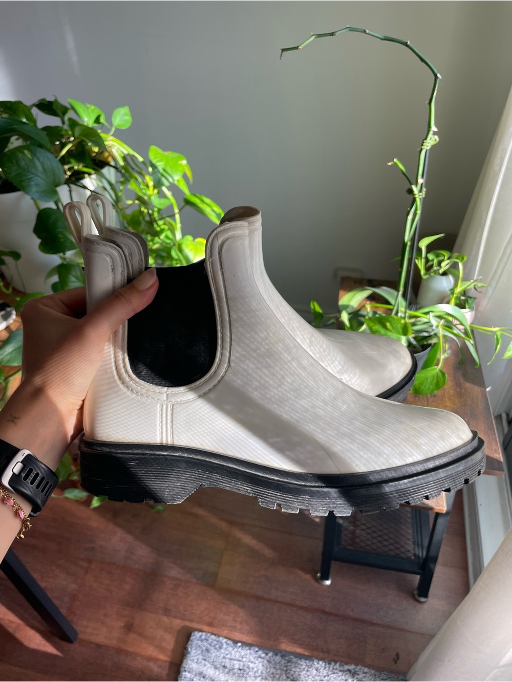 Anthropology white boots